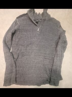 Calvin Klein Jeans Men's Gray Zip-Up Ribbed Sweater
